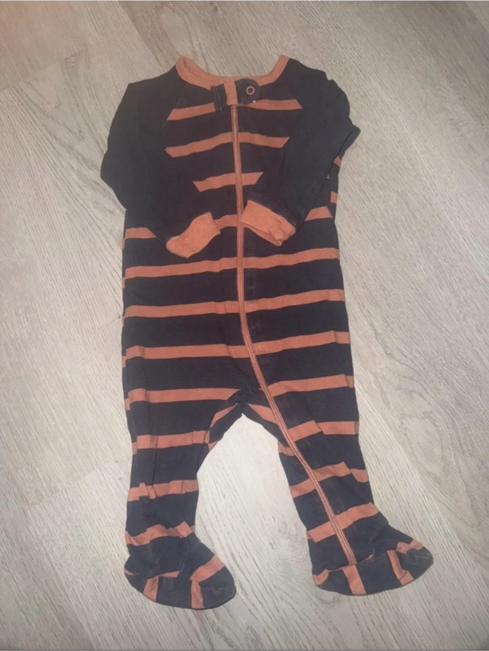 Gerber Navy and Rust Striped Footed One-Piece